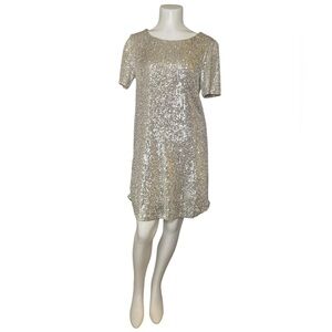 Betsey Johnson Silver Sequin T-Shirt Dress sz S